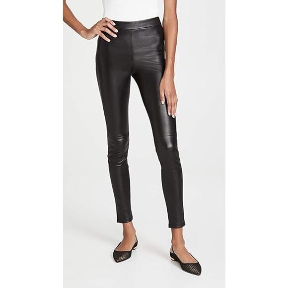 Theory High Rise Adbelle L2 Leather Skinny Pants Black Size 4 - Picture 3 of 15